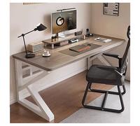 Escritorio ejecutivo moderno para computadora, elegante mesa de juegos para oficina en casa con patas de acero al carbono, diseño simple blanco/negro para estudio/dormitorio (100 x 60 cm)