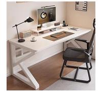 Escritorio ejecutivo moderno para juegos, mesa de computadora con patas de acero al carbono, estilo simple para estudio y dormitorio (blanco, 120 x 60 cm)
