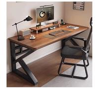 Escritorio ejecutivo para computadora de oficina en casa, mesa de juego moderna con patas de acero al carbono, estilo simple para estudio y dormitorio, acabado negro/blanco (55 x 24 pulgadas)