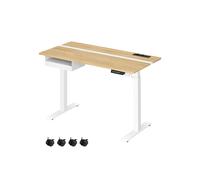 Escritorio Eléctrico Ajustable 60 x 120 cm Roble Natural y Blanco Nube