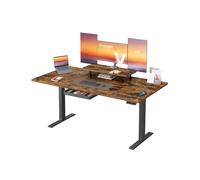 VASAGLE Escritorio Eléctrico Ajustable en Altura, 160 x 80 cm, para Trabajar de Pie, Soporte para Monitor, Cajón, Puerto USB-C, Recordatorio de Sedentarismo, para Oficina, Marrón Rústico LSD156KD01