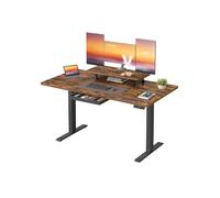VASAGLE Escritorio Eléctrico Ajustable en Altura, 140 x 70 cm, para Trabajar de Pie, Soporte para Monitor, Cajón, Puerto USB-C, Recordatorio de Sedentarismo, para Oficina, Marrón Rústico LSD154KD01