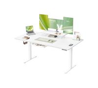 Escritorio eléctrico ajustable con soporte y cajón Blanco Nube