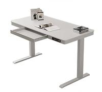 Escritorio eléctrico ajustable de pie con cajón de altura de 27.8 pulgadas y 44.5 pulgadas, memoria preestablecida, puertos USB, escritorio de pie para oficina en casa (blanco 39.3 pulgadas/100 cm)