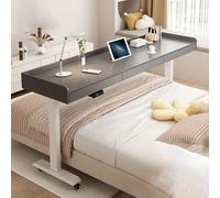 Escritorio eléctrico de altura ajustable para laptop con cajón, mesa de cama móvil con ruedas para dormitorio, estación de trabajo portátil con ruedas, solución ideal para oficina en casa.