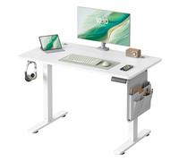 SONGMICS Escritorio Eléctrico, Regulable en Altura, 100 x 60 cm, Regulación Continua, 4 Alturas de Memoria, Puerto USB-C, Blanco Mate LSD130WZ01