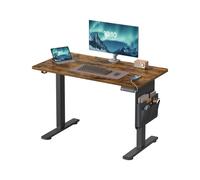 SONGMICS Escritorio Eléctrico, Regulable en Altura, 100 x 60 cm, Regulación Continua, 4 Alturas de Memoria, Puerto USB-C, Marrón Rústico LSD130KD01