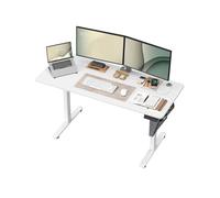 SONGMICS Escritorio Eléctrico, Regulable en Altura, 140 x 60 cm, Regulación Continua, 4 Alturas de Memoria, Blanco Nube LSD134W01