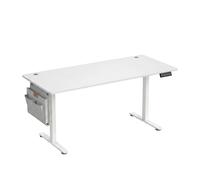 Escritorio Eléctrico Regulable en Altura, 70 x 160 x (72-120) cm, con Bolsillo y Gancho, Blanco