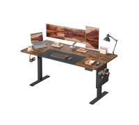 Escritorio Eléctrico Regulable en Altura Marrón Vintage y Negro Mate