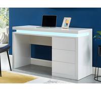 Escritorio EMERSON - 3 cajones - MDF lacado blanco - LEDs