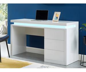 Escritorio EMERSON - 3 cajones - MDF lacado blanco - LEDs