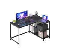 VASAGLE Escritorio en L, Escritorio Gaming para Ordenador con Estantería, Baldas de Altura Regulable, Estación de Trabajo para Estudio y Oficina, 110 x 80 cm, Negro Ébano LWD135BE01