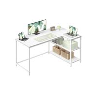VASAGLE Escritorio en L, Escritorio Gaming para Ordenador con Estantería, Baldas de Altura Regulable, Estación de Trabajo para Estudio y Oficina, 120 x 80 cm, Blanco Arce LWD136WF01