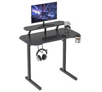 Escritorio ergonómico de fibra de carbono para computadora de 100 x 54 x 74 cm, escritorio para jugadores con portavasos y gancho, escritorio negro para computadora de juegos, mesa gamer.