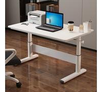 Escritorio ergonómico para computadora de altura ajustable, escritorio de oficina en casa, mesa de estudio blanca de 100 cm, estación de trabajo ajustable en altura manual para dormitorio, muebles de