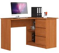 Escritorio esquinero AKORD B16 Aliso 124 cm con lado derecho 3 cajones frente en color Aliso 2 estantes 124x85x77 cm