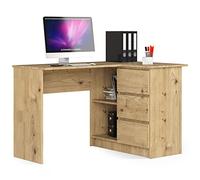 Escritorio esquinero AKORD B16 Roble Artisan 124 cm con lado derecho 3 cajones frente en color Roble Artisan 2 estantes 124x85x77 cm