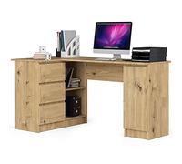 Escritorio esquinero AKORD B20 Roble Artisan 155 cm con lado izquierdo 1 puerta 3 cajones frente en color Roble Artisan 4 estantes 155x85x77 cm