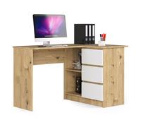 Escritorio esquinero b16 akord color roble artisan, blanco 124 cm