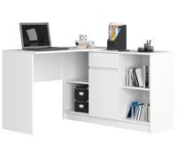 Escritorio esquinero AKORD B17 Blanco 120 cm Conjunto con cómoda de 1 puerta 1 cajón frente en color Blanco 6 estantes 120x126x79 cm