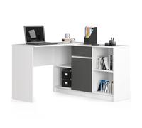 Escritorio esquinero b17 akord color blanco, grafito gris 120 cm