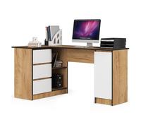 Escritorio esquinero b20 akord color roble craft, blanco 155 cm