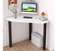 Escritorio esquinero compacto para computadora, escritorio triangular que ahorra espacio para oficina en casa, diseño moderno de estación de trabajo pequeña