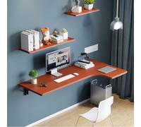 Escritorio esquinero en forma de L para oficina en casa, escritorio plegable flotante para laptop, estudio, dormitorio, baño o balcón (teca, 60 x 40 x 25 cm)