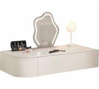 Escritorio esquinero flotante con cajones y espejo iluminado, solución de almacenamiento que ahorra espacio para oficina en casa o vestidor