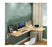 Escritorio esquinero flotante en forma de L montado en la pared con caballete plegable, estante colgante que ahorra espacio for oficina, hogar y cocina, varios(Beige,70*50*30cm 28*20*12IN)