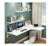 Escritorio esquinero flotante en forma de L montado en la pared con caballete plegable, estante colgante que ahorra espacio for oficina, hogar y cocina, varios(White,120*70*50cm 47*28*20IN)