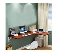 Escritorio esquinero flotante en forma de L montado la pared con caballete plegable, estante colgante que ahorra espacio for oficina, hogar y cocina, varios(Brown,120*60*40cm 47*24*16IN)