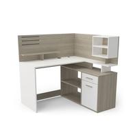 Escritorio esquinero malicia color blanco y roble