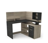 Escritorio esquinero malicia color negro y roble