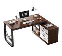 Escritorio esquinero para computadora en forma de L con cajones de almacenamiento, ahorro de espacio, muebles de oficina en casa para espacios pequeños, perfecto para escribir, estudiar y usar en