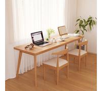 Escritorio extralargo de madera maciza con estantería, espaciosa estación de trabajo para 2 personas, ideal para trabajar y estudiar con amplio almacenamiento