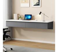 Escritorio flotante de maquillaje con cajones, tocador montado en la pared con almacenamiento para dormitorio, sala de estar, entrada y pasillo, elegante escritorio esquinero blanco (80 cm)