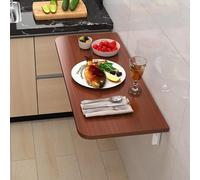 Escritorio flotante de pared de 100 x 40 cm, mesa plegable de madera, ahorra espacio, escritorio para lavandería y computadora con hojas desplegables (teca, 70 x 40 cm)