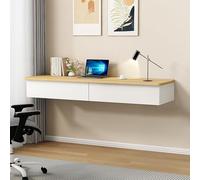 Escritorio flotante montado en la pared con cajones, tocador esquinero blanco para entrada, dormitorio, sala de estar, espacio de trabajo, elegante solución de almacenamiento (madera 1 120 cm)