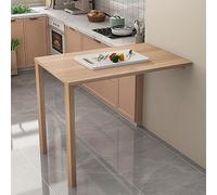 Escritorio flotante plegable montado en la pared para el hogar, oficina, cocina, comedor y barra de desayuno, mesa de estación de trabajo que ahorra espacio con hojas desplegables (color madera)