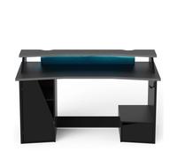 Escritorio gaming con leds venom color negro 160x93x76 cm melamina con armario, cajón, altillo y sujeta cascos 93 cm