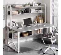 Escritorio Gaming for Juegos con Estantes, Escritorio de Trabajo con Estantería, for Portátil, Monitor, Libros, Auriculares, Maceta, álbum de Fotos