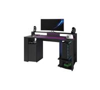 Escritorio gaming LED derecho - Negro - L 152 x P 61,5 x H 86,7 cm - Gran zona de juego - GAMING