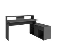 Escritorio gaming playit, mesa gamer led de melamina multiposición, 1 cajón, gancho auriculares, color gris sombra 134-168x95x60 cm 95 cm