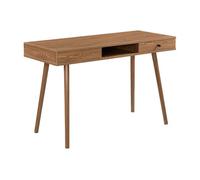 [en.casa] Escritorio con Cajón 1 Compartimiento Mesa de Ordenador para Oficina Estudios 74 x 115 x 48 cm Aglomerado/Metal Efecto Madera Tono Oscuro