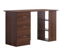 Escritorio HOMCOM con almacenamiento, mesa para ordenador 120x50 cm, escritorio para ordenador con estantes y cajones, para espacios pequeños, dormitorio, aspecto nogal