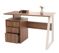 Escritorio HWC-O32, mesa de oficina, mesa de ordenador, mesa de trabajo, cajón, madera de melamina, 77 x 118 x 58 cm - marrón