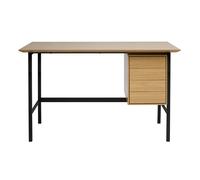 Escritorio industrial acabado en madera de roble y metal negro con 2 cajones L120 cm MAXENCE