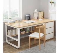 Escritorio industrial para computadora con 3 cajones, estación de trabajo moderna y mesa de escritura, gestión de cables, escritorio ejecutivo para oficina en casa (39 x 20 x 29 pulgadas, madera)